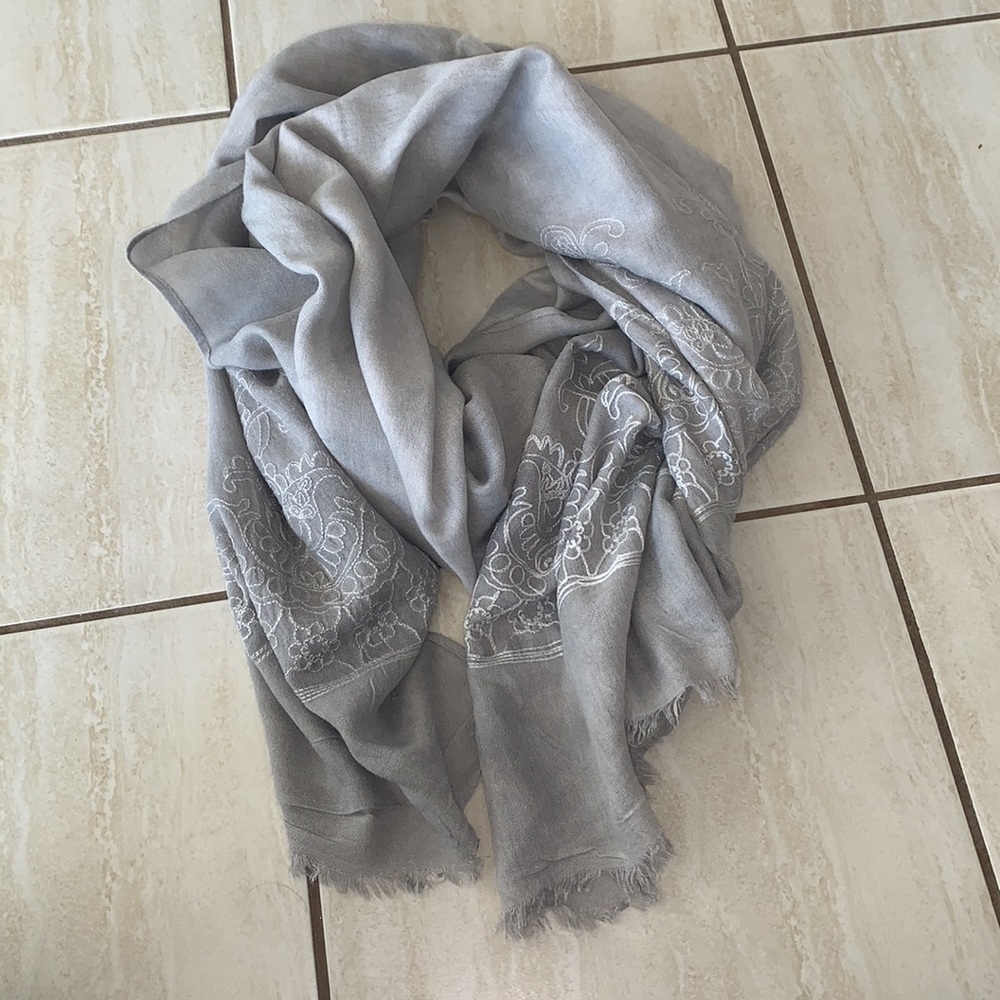 Large Grey Woven Scarf Wrap